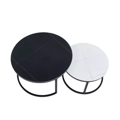 Set kulatých konferenčních stolků TIBUR - černý / bílý