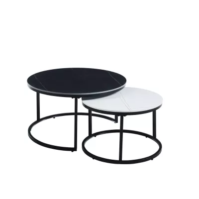 Set kulatých konferenčních stolků TIBUR - černý / bílý