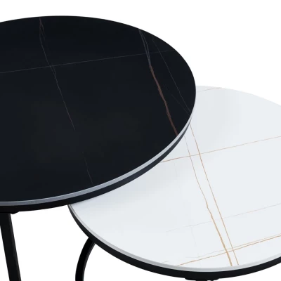 Set kulatých konferenčních stolků TIBUR - černý / bílý