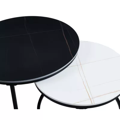 Set kulatých konferenčních stolků TIBUR - černý / bílý