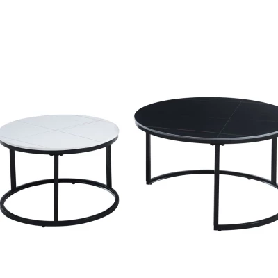 Set kulatých konferenčních stolků TIBUR - černý / bílý