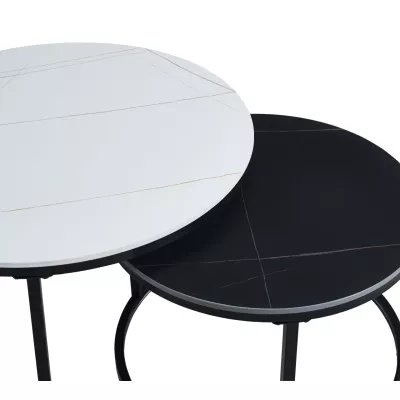 Set kulatých konferenčních stolků TIBUR - bílý / černý
