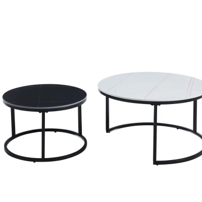 Set kulatých konferenčních stolků TIBUR - bílý / černý