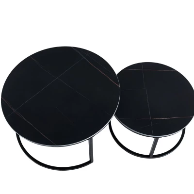 Set kulatých konferenčních stolků TIBUR - černý