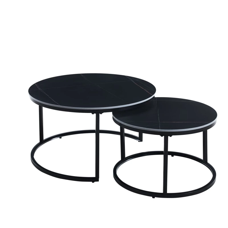 Set kulatých konferenčních stolků TIBUR - černý