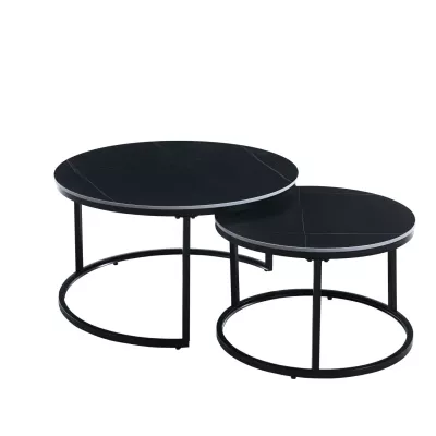 Set kulatých konferenčních stolků TIBUR - černý