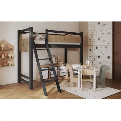Patrová postel se zábranou 90x190 CYANE - wenge / dub artisan, levé provedení