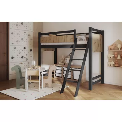 Patrová postel se zábranou 80x180 CYANE - wenge / dub artisan, pravé provedení