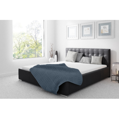 Čalouněná postel Soffio s úložným prostorem černá eko kůže 160 x 200