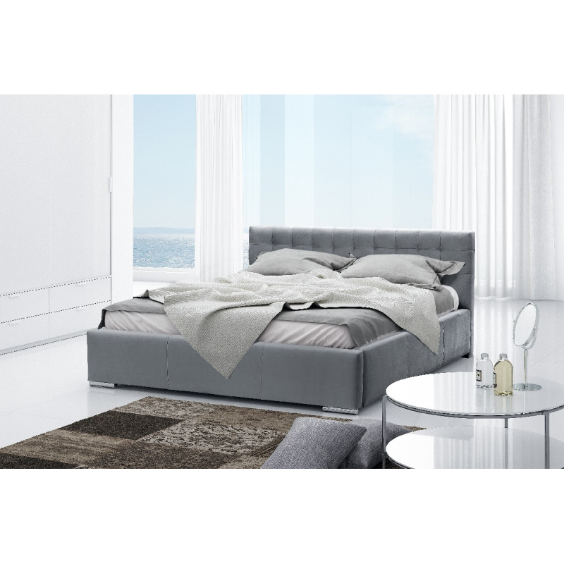 Čalouněná postel Soffio s úložným prostorem šedá 200 x 200