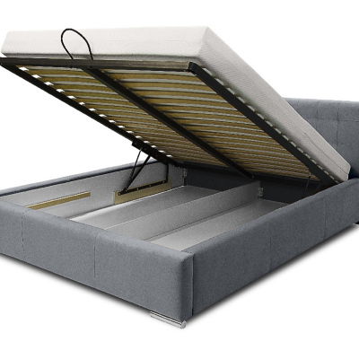 Čalouněná postel Soffio s úložným prostorem světle šedá 200 x 200