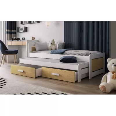 Postel pro děti s úložným prostorem 80x180 CAVELA - bílá / dub dune