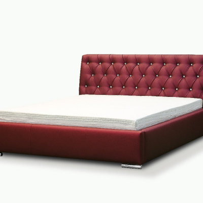 Designová postel Adelaide s vysokým čelem a úložným prostorem béžová eko kůže 160 x 200