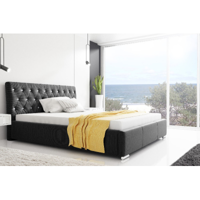Designová postel Adelaide s vysokým čelem a úložným prostorem černá 160 x 200