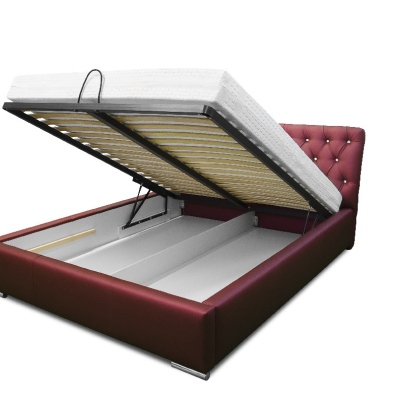 Designová postel Adelaide s vysokým čelem a úložným prostorem černá eko kůže 180 x 200