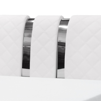 Luxusní čalouněné jednolůžko LUKA s vysokým čelem a úložným prostorem bílá eko kůže 120x200