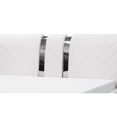 Luxusní čalouněné dvoulůžko LUKA s vysokým čelem a úložným prostorem bílá eko kůže 140x200