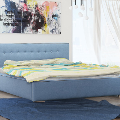 Čalouněná postel Ingrid s úložným prostorem modrá 160 x 200