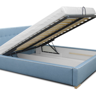 Čalouněná postel Ingrid s úložným prostorem tmavá modrá 160 x 200