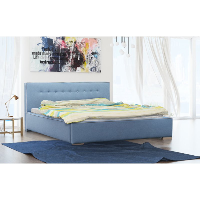 Čalouněná postel Ingrid s úložným prostorem modrá 180 x 200