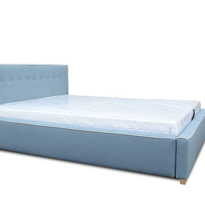 Čalouněná postel Ingrid s úložným prostorem tmavá modrá 200 x 200