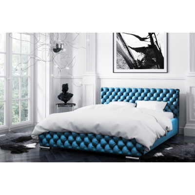 Čalouněná postel Farida s úložným prostorem modrá 160 x 200