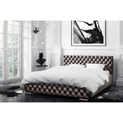 Čalouněná postel Farida s úložným prostorem hnědá 160 x 200