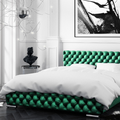 Čalouněná postel Farida s úložným prostorem zelená 160 x 200