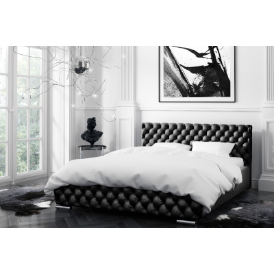 Čalouněná postel Farida s úložným prostorem černá 160 x 200