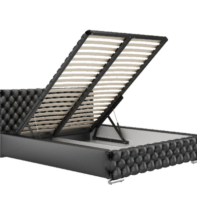 Čalouněná postel Farida s úložným prostorem černá 160 x 200