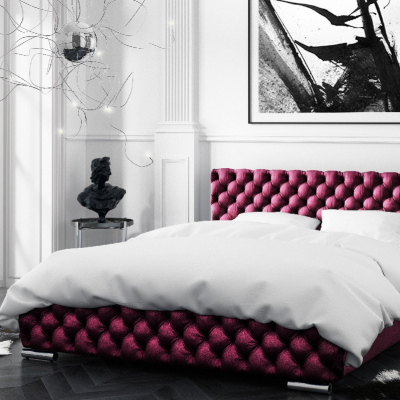 Čalouněná postel Farida s úložným prostorem vínová 160 x 200