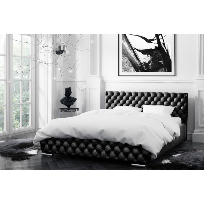 Čalouněná postel Farida s úložným prostorem černá 180 x 200