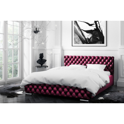 Čalouněná postel Farida s úložným prostorem vínová 180 x 200