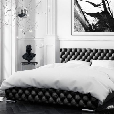 Čalouněná postel Farida s úložným prostorem černá 200 x 200
