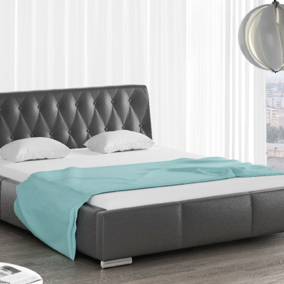 Čalouněná postel Romana s vysokým čelem a úložným prostorem černá eko kůže 180x200