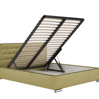 Moderní čalouněné jednolůžko Bergen s úložným prostorem žlutá 120 x 200