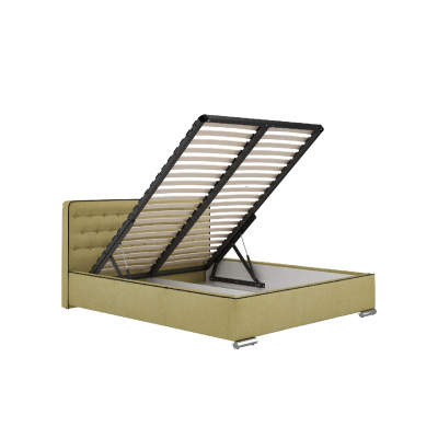 Moderní čalouněné jednolůžko Bergen s úložným prostorem žlutá 120 x 200