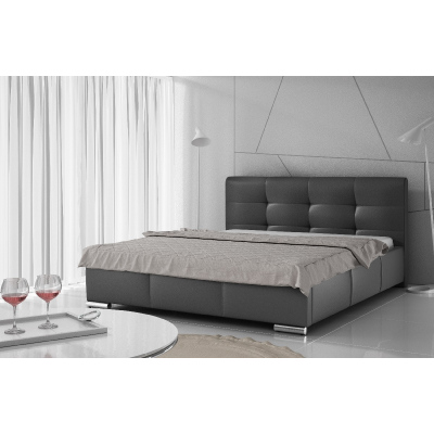 Luxusní čalouněná postel Latium s úložným prostorem černá eko kůže 180 x 200
