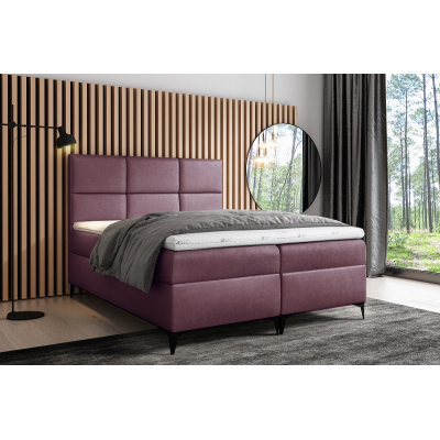 Designové čalouněná postel Fiza s úložným prostorem fialová 160 x 200 + topper zdarma