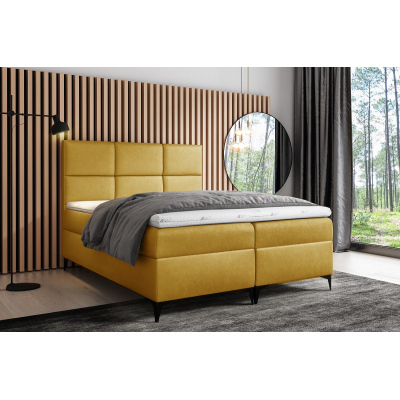 Designové čalouněná postel Fiza s úložným prostorem žlutá 180 x 200 + topper zdarma