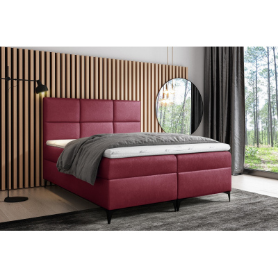 Designové čalouněná postel Fiza s úložným prostorem červená 180 x 200 + topper zdarma