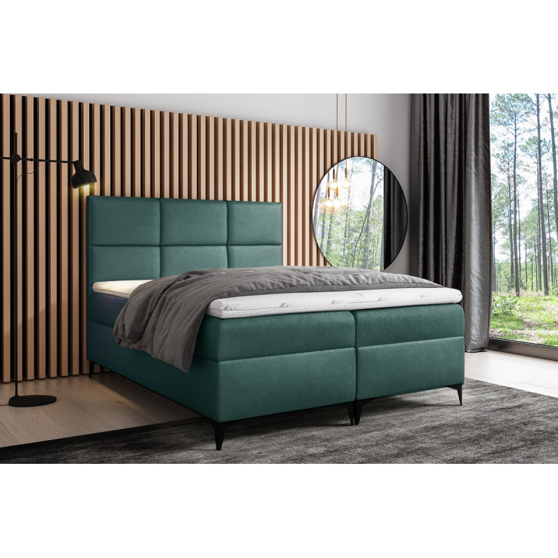 Designové čalouněná postel Fiza s úložným prostorem zelená 200 x 200 + topper zdarma