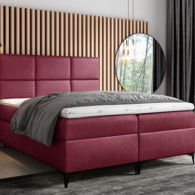 Designové čalouněná postel Fiza s úložným prostorem červená 200 x 200 + topper zdarma