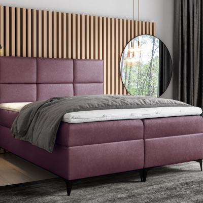 Designové čalouněná postel Fiza s úložným prostorem fialová 200 x 200 + topper zdarma