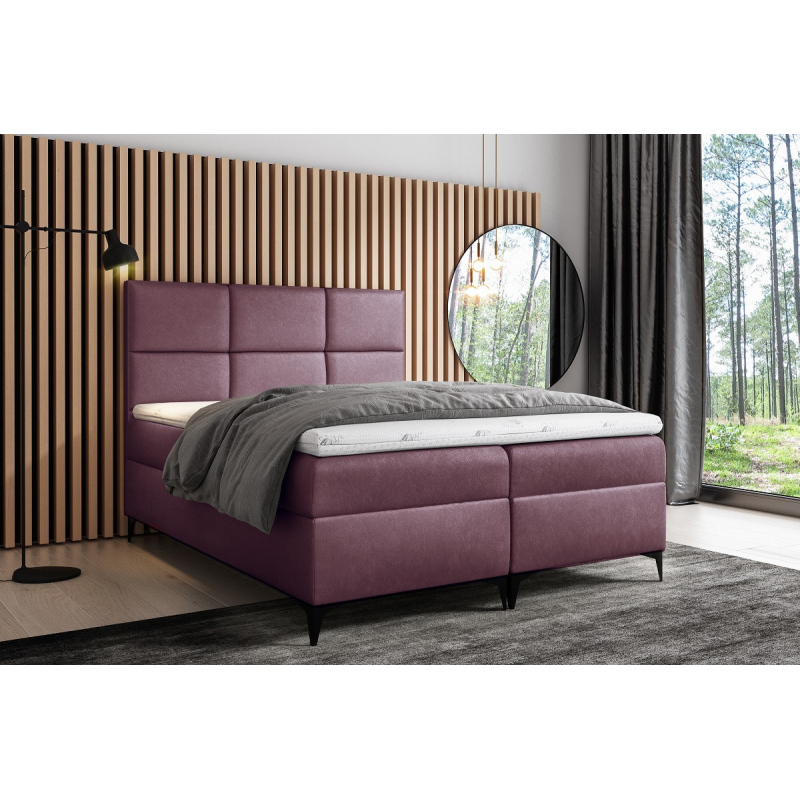 Designové čalouněná postel Fiza s úložným prostorem fialová 200 x 200 + topper zdarma