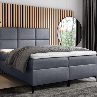 Designové čalouněná postel Fiza s úložným prostorem šedá 200 x 200 + topper zdarma