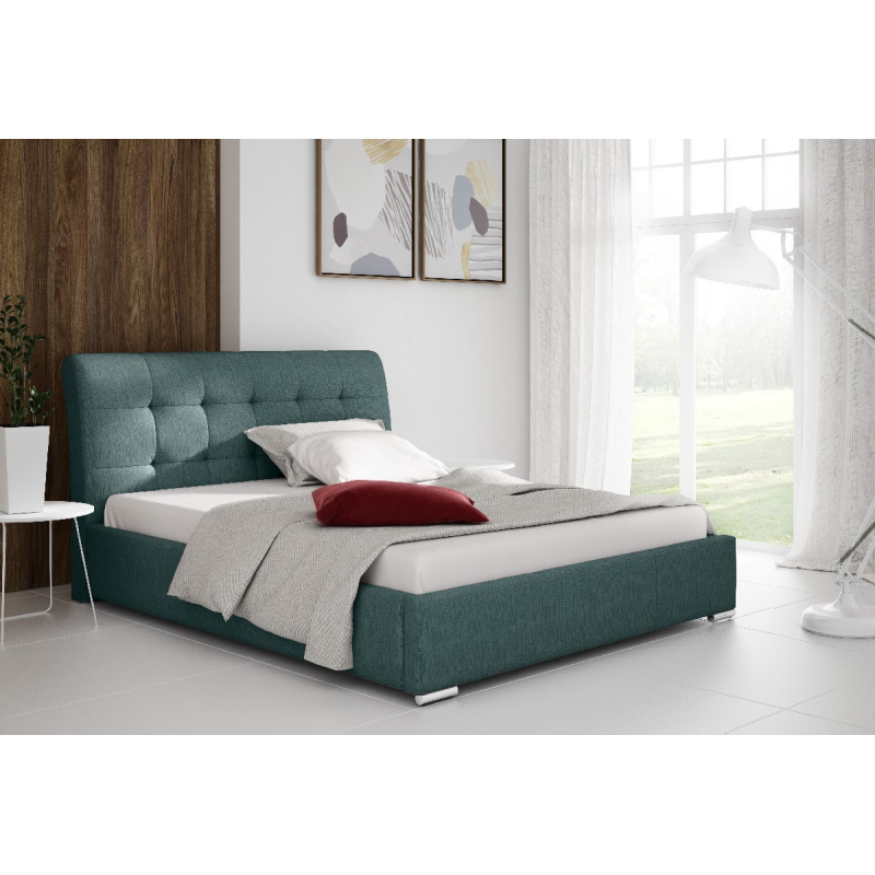 Moderní čalouněná postel Evelyn s úložným prostorem modrá 180 x 200