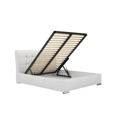 Moderní čalouněná postel Evelyn s úložným prostorem modrá 180 x 200