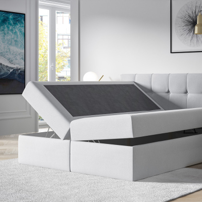 Stylová manželská postel s úložným prostorem RECIVIO světle šedá 180 x 200 + TOPPER ZDARMA