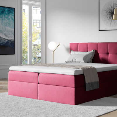 Stylová manželská postel s úložným prostorem RECIVIO bordó 160 + TOPPER ZDARMA